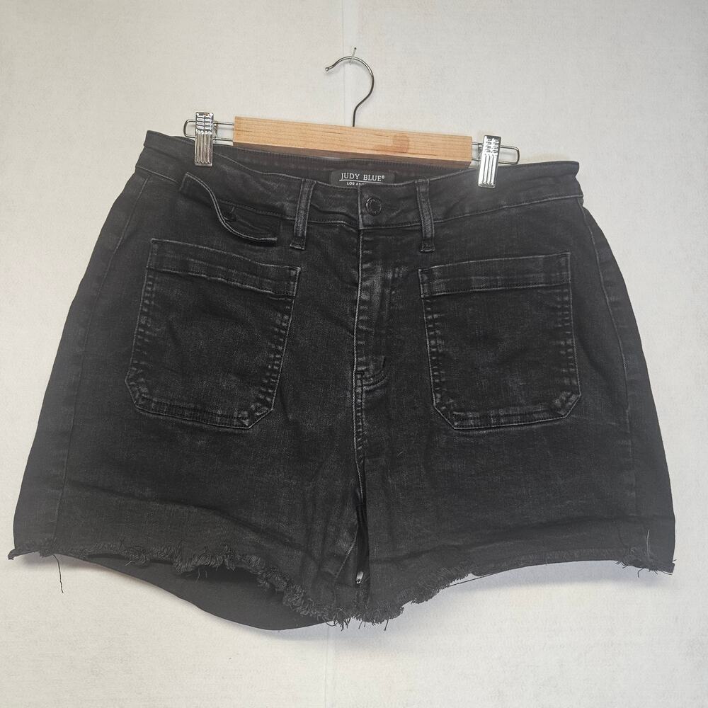 Judy Blue Black High-Rise Distressed Denim Shorts